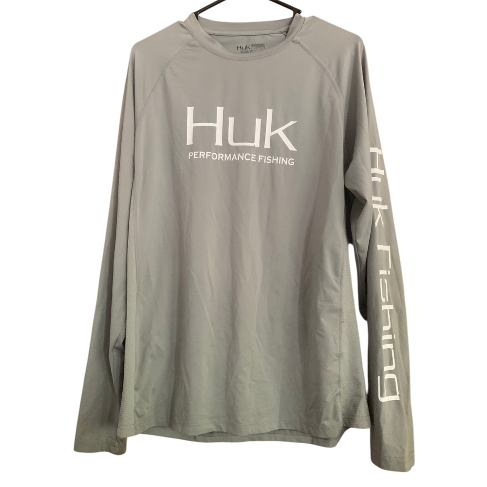 Huk Performance Fishing Longsleeve UPF Shirt Gray Sz M